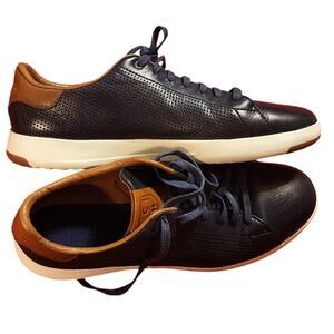 Cole Haan Grandpro Tennis Fashion Sneaker Shoes Navy Blue leather Men's  Sz 9.5